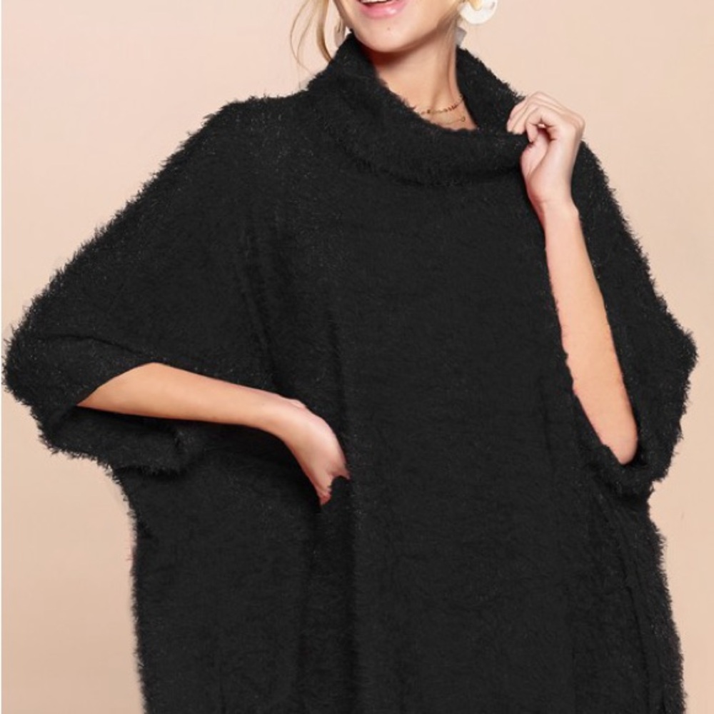 Oversized Angola Cowl neck Knit Poncho